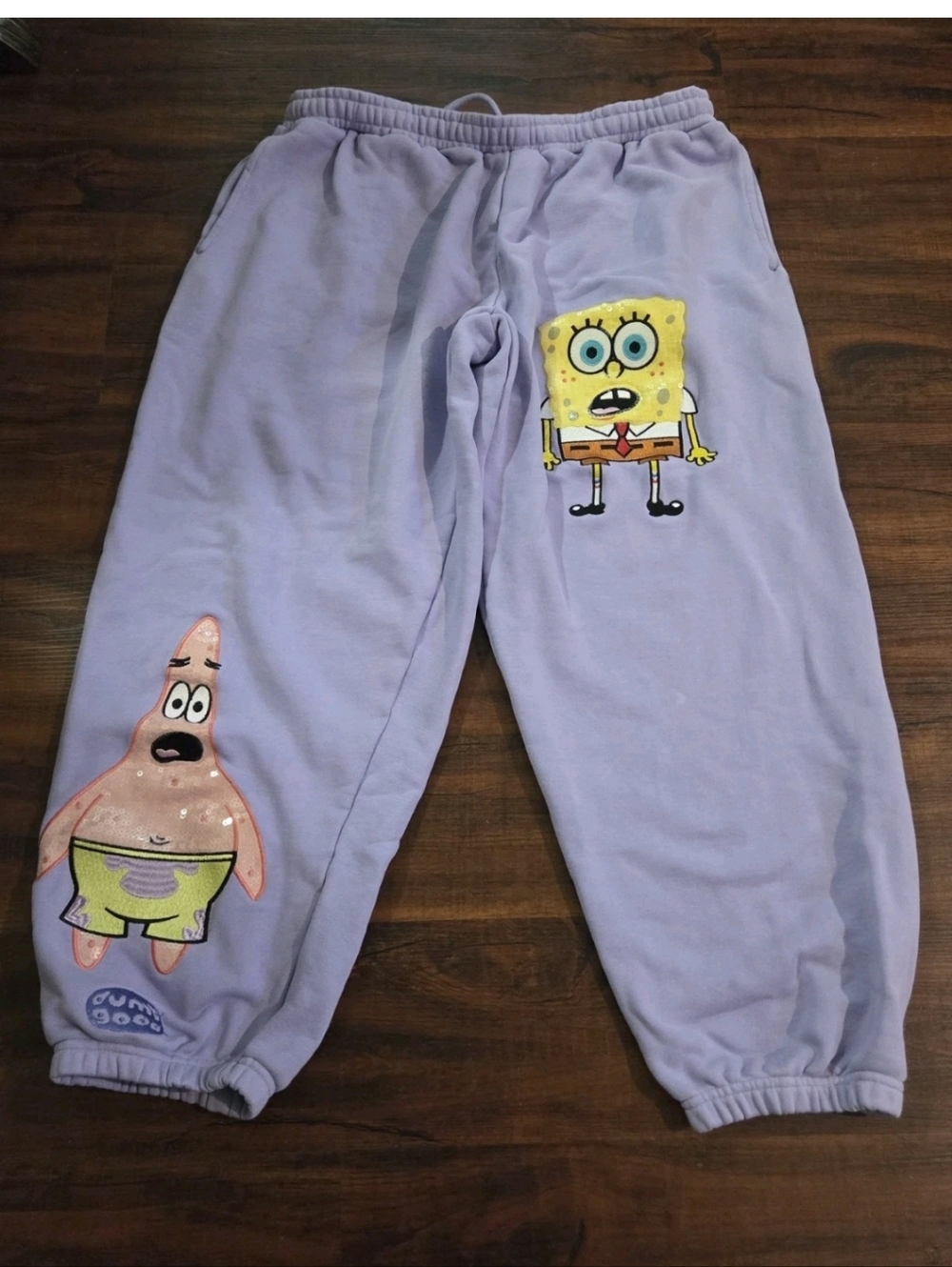Dumb Good Lavender Sequined SpongeBob And Patrick Sweatpants Women's XXL